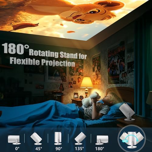 AKIYO O2 Projector, Built-in Apps, 1080P Support, Auto Keystone, WiFi 6, 18000L, 180° Rotation, 4K Supported — image 4
