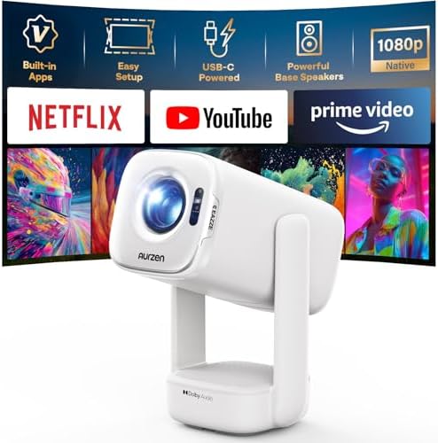 Aurzen D1 air Roku TV USB-C Powered Smart Projector Bundle with Aurzen PowerBase Stand — image 2