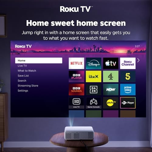 Aurzen Roku TV Projector for Bedroom, Roku Streaming Experience Built-in, 1080P FHD, Dolby Audio, Auto Focus & Keystone — image 4