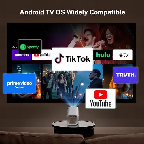 LYNCAST Smart Projector for Bedroom, Native 1080P, AI Auto Focus, 600 ANSI, 4K Support, WiFi 6 and Bluetooth 5.4, Android 11, 270° Rotatable — image 3