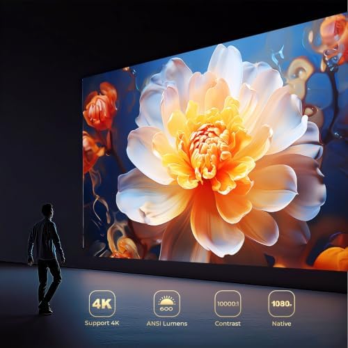 LYNCAST Smart Projector for Bedroom, Native 1080P, AI Auto Focus, 600 ANSI, 4K Support, WiFi 6 and Bluetooth 5.4, Android 11, 270° Rotatable — image 5