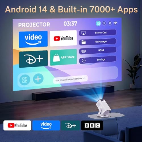 LYNCAST X1 Mini Portable Projector for Bedroom, 4K Support, Android 14 OS, App Control, WiFi 6 and Bluetooth 5.4 — image 2