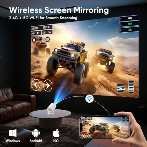 Tecaki Android 14 Mini Projector with Bluetooth 5.2 & WiFi 6, Built-in Apps, 180° Rotatable, Auto Keystone, 1080P Portable — image 3