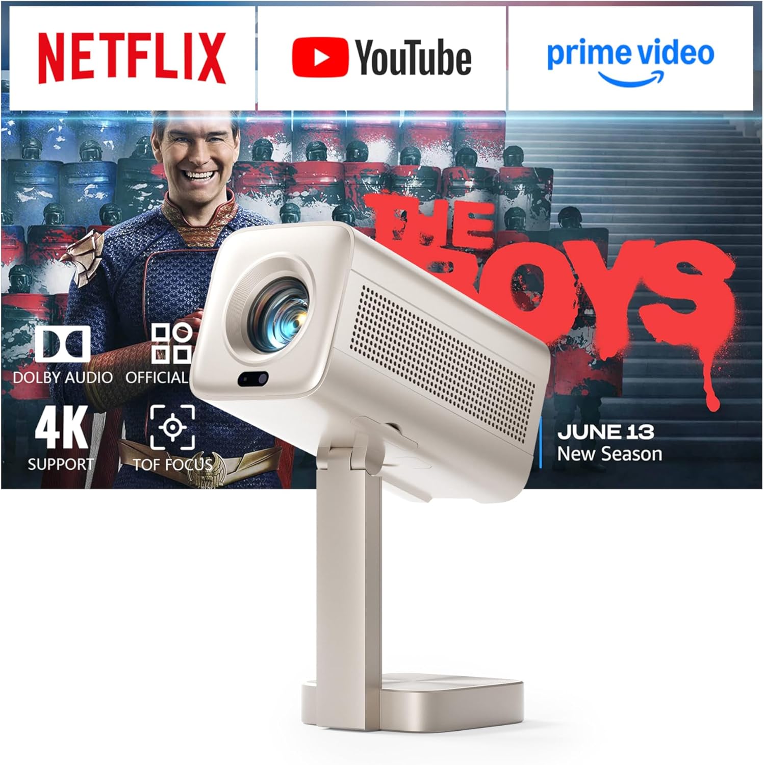 VOPLLS K3 Smart Mini Projector 4K, Netflix Included, 1800 ANSI, TOF Auto Focus & Keystone, Dolby Audio, Full HD 1080P WiFi6 Bluetooth — image 7