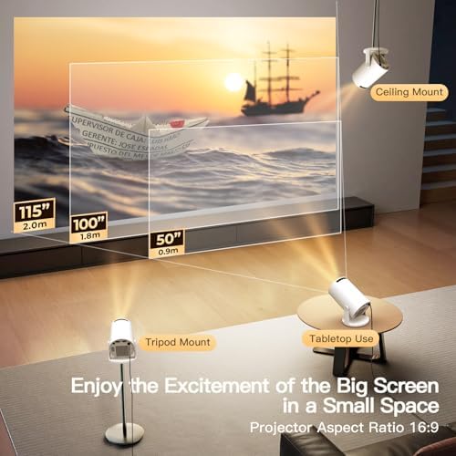 WEMI HY300Pro Mini Projector, Smart Projector WiFi 6 Bluetooth, Native 720P, 4K Support, Android TV, Phone Mirroring — image 6
