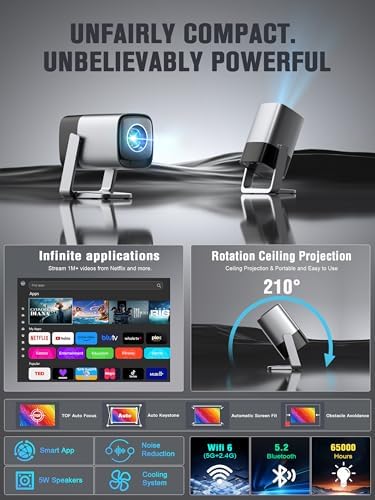 XuanPad Mini Silver Smart Projector, Compatible with Netflix & TOF Real-time Focus, 4K Support, Native 1080P, WiFi & Bluetooth, Auto Keystone, 3D Dolby Audio — image 5